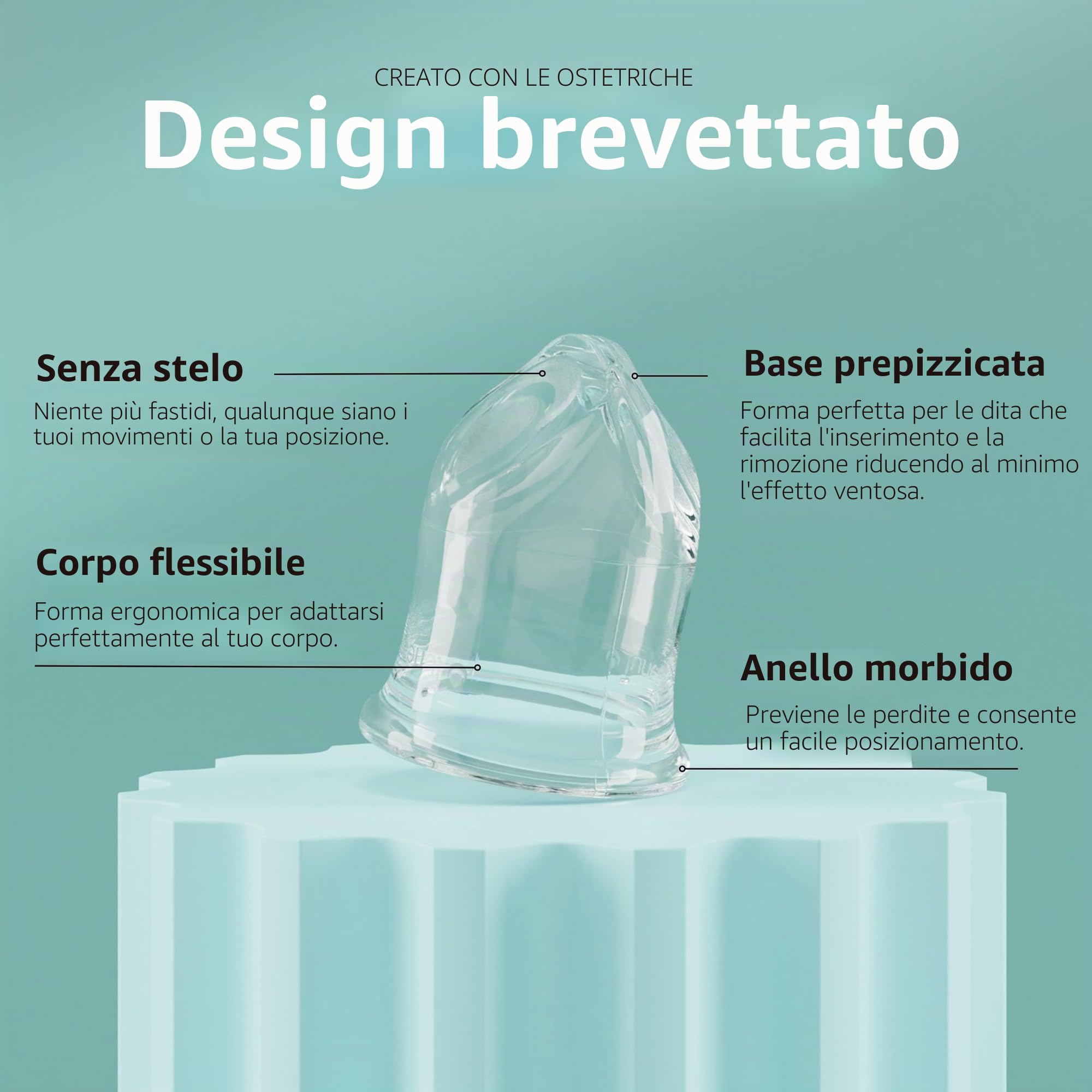 La Cup Luneale - coppetta mestruale - design ergonomico esclusivo creato con ostetriche - fabbricazione francese - 100% silicone medico al platino (S - Flusso leggero/medio)