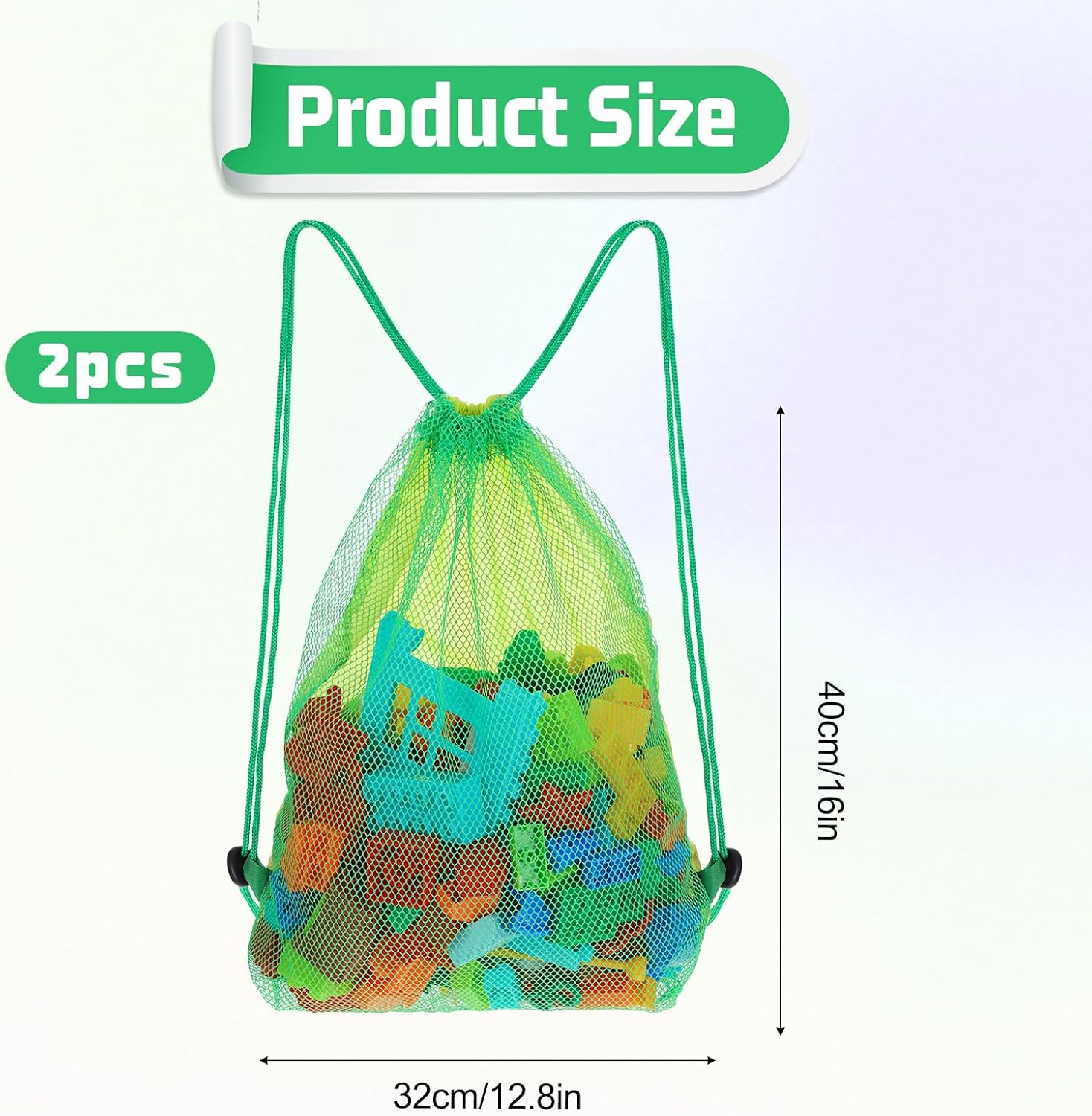 Beach Toy Bag, 2pcs Mesh Travel Drawstring Sand Toy Bags, Shell Collecting Bag for Beach Toys, Beach Vacation Essentials Toys Storage Seashell Bags