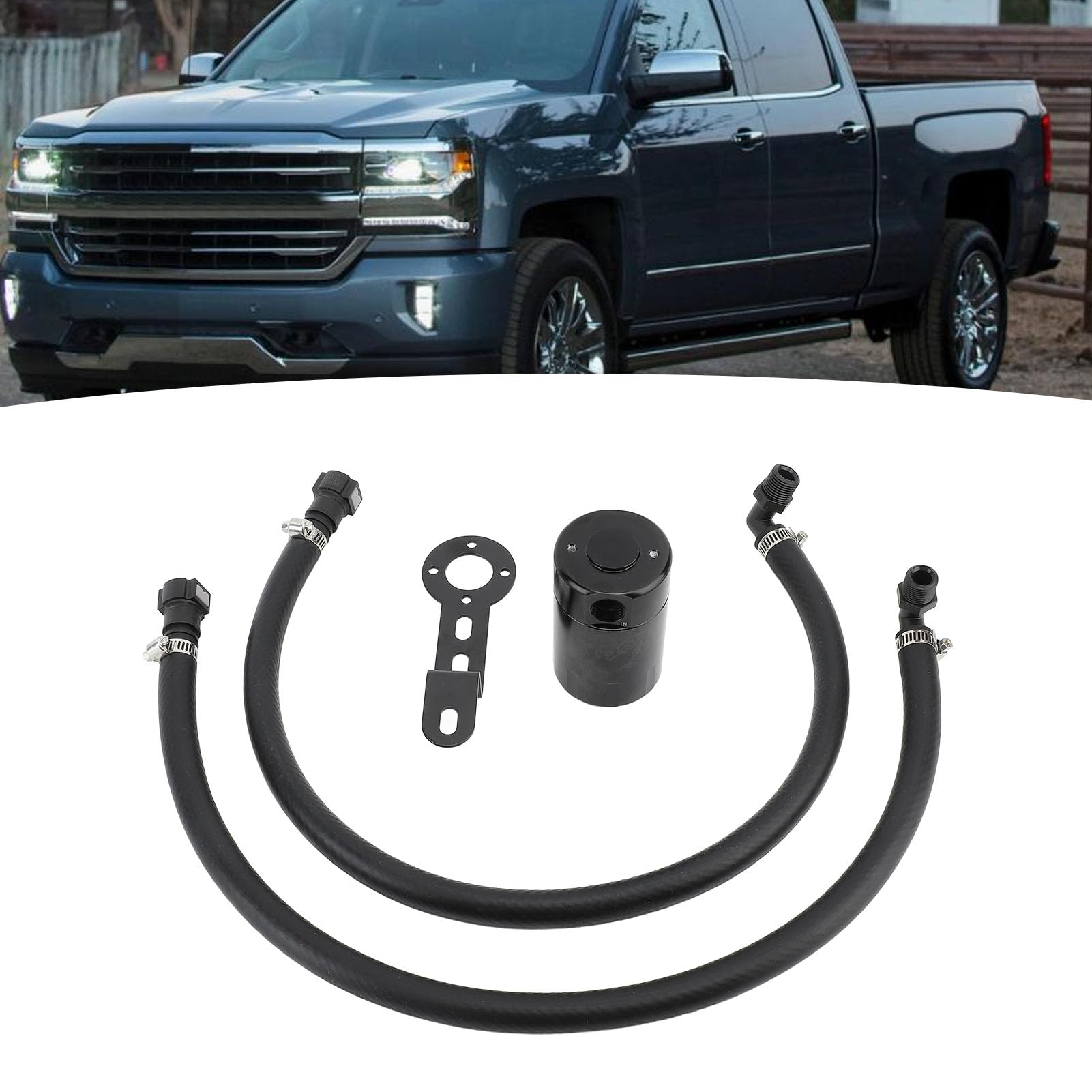 Séparateur d'huile et d'air en alliage d'aluminium, capacité de 3 oz, kit de protection du moteur compatible avec les modèles Chevy Silverado 1500 5,3 L 6,2 L 2014 2015 2016 2017