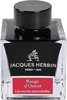 Jacques Herbin 13169JT - Botella de tinta para pluma y bolígrafo roller, 50 ml, color rojo de oriente