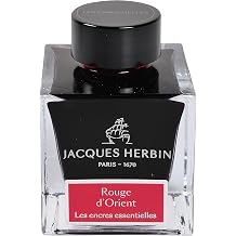 Jacques Herbin 13169JT - 50 ml ink bottle for fountain and roller pens, Rouge d'Orient/ Oriental red colour - Made in France - Calligraphy - Writing - Arts