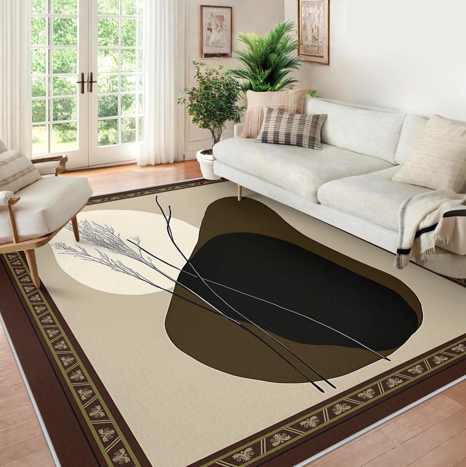 Tapis pour le salon 80x150cm bohème lavable et antidérapant