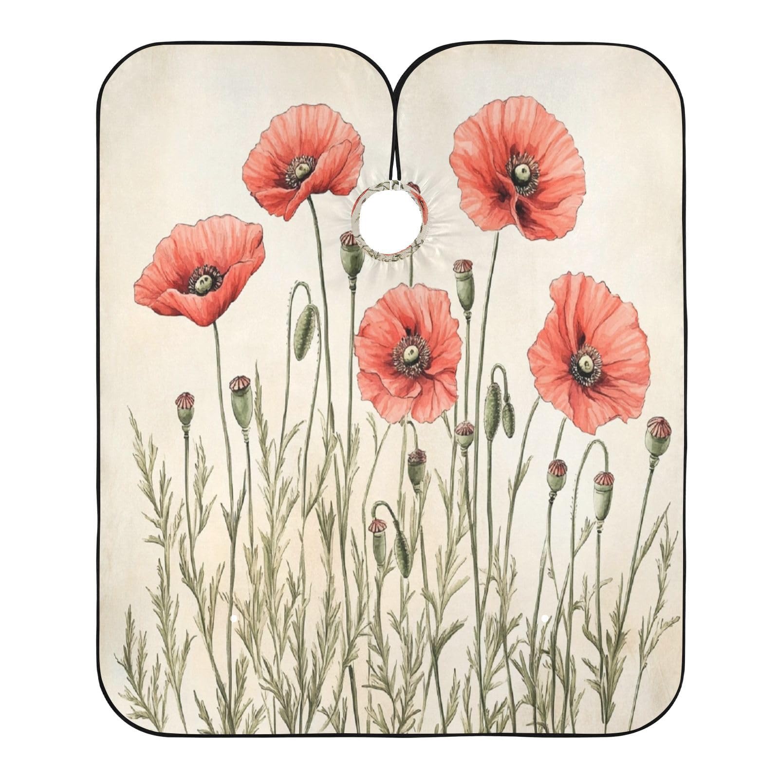 Kigai Poppy Hair Cutting Cape for Men & Women Waterproof Barber Cape Professional Hairdressing Salon Styling Apron with Adjustable Closure Snap