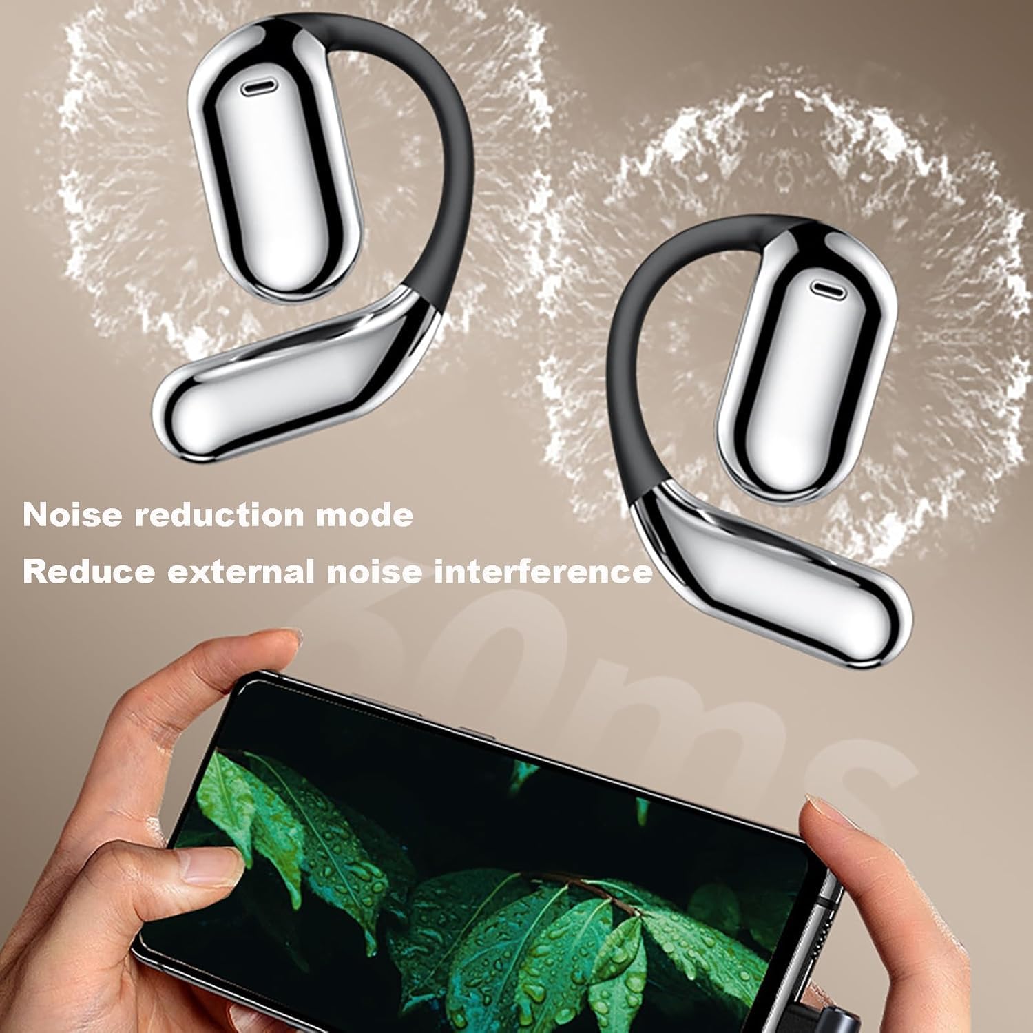 True Potężne słuchawki douszne Bluetooth 5.4, aluminiowe słuchawki douszne, wodoodporne IPX5, bezprzewodowe słuchawki douszne Bluetooth, bardzo wygodne, do biegania i treningów, 2 szt
