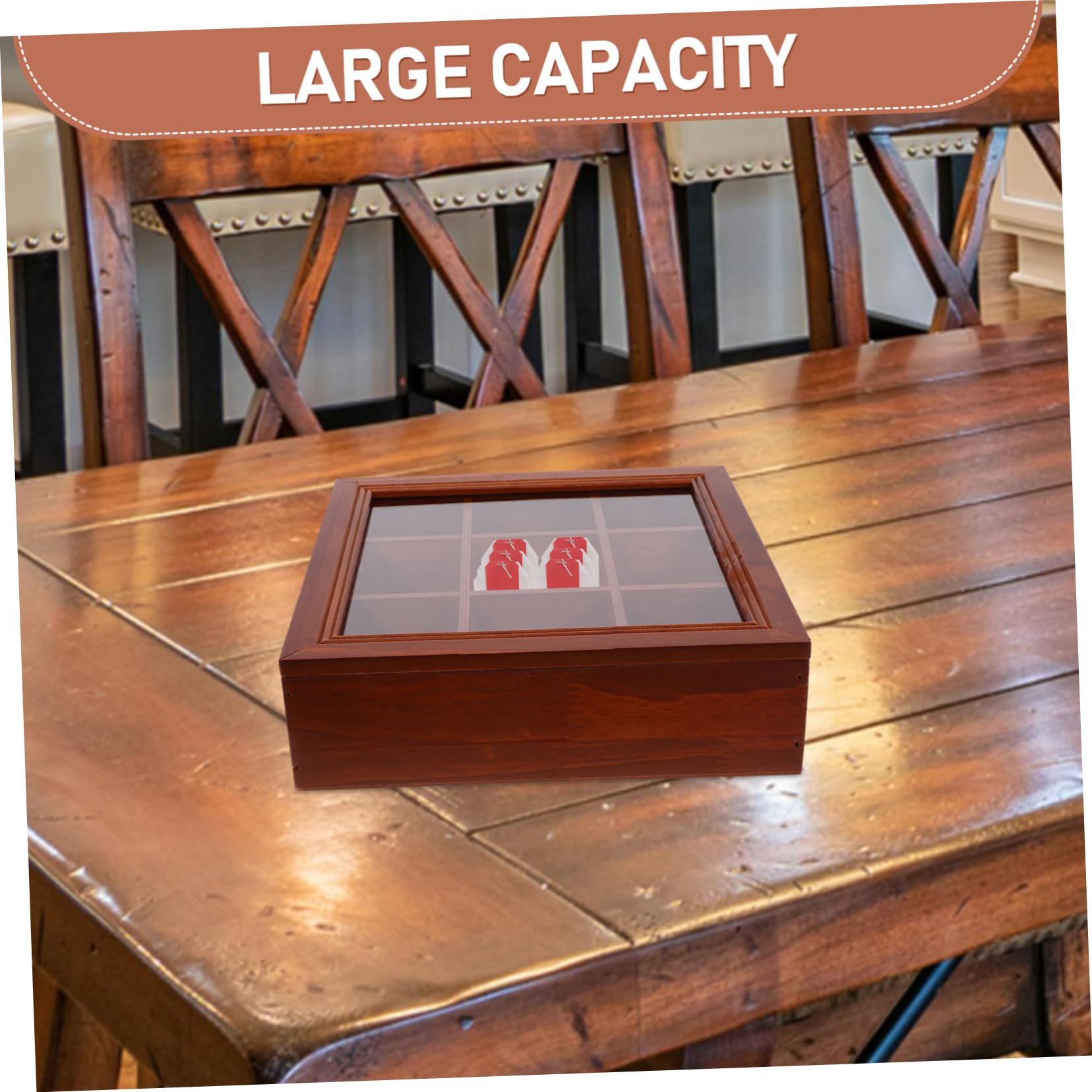 GLEAVI Holzfach Teebeutel Organizer Box Für Teebeutel Kaffeestation Aufbewahrungsbox Mit Mehreren Fächern Kompakt Und Leicht
