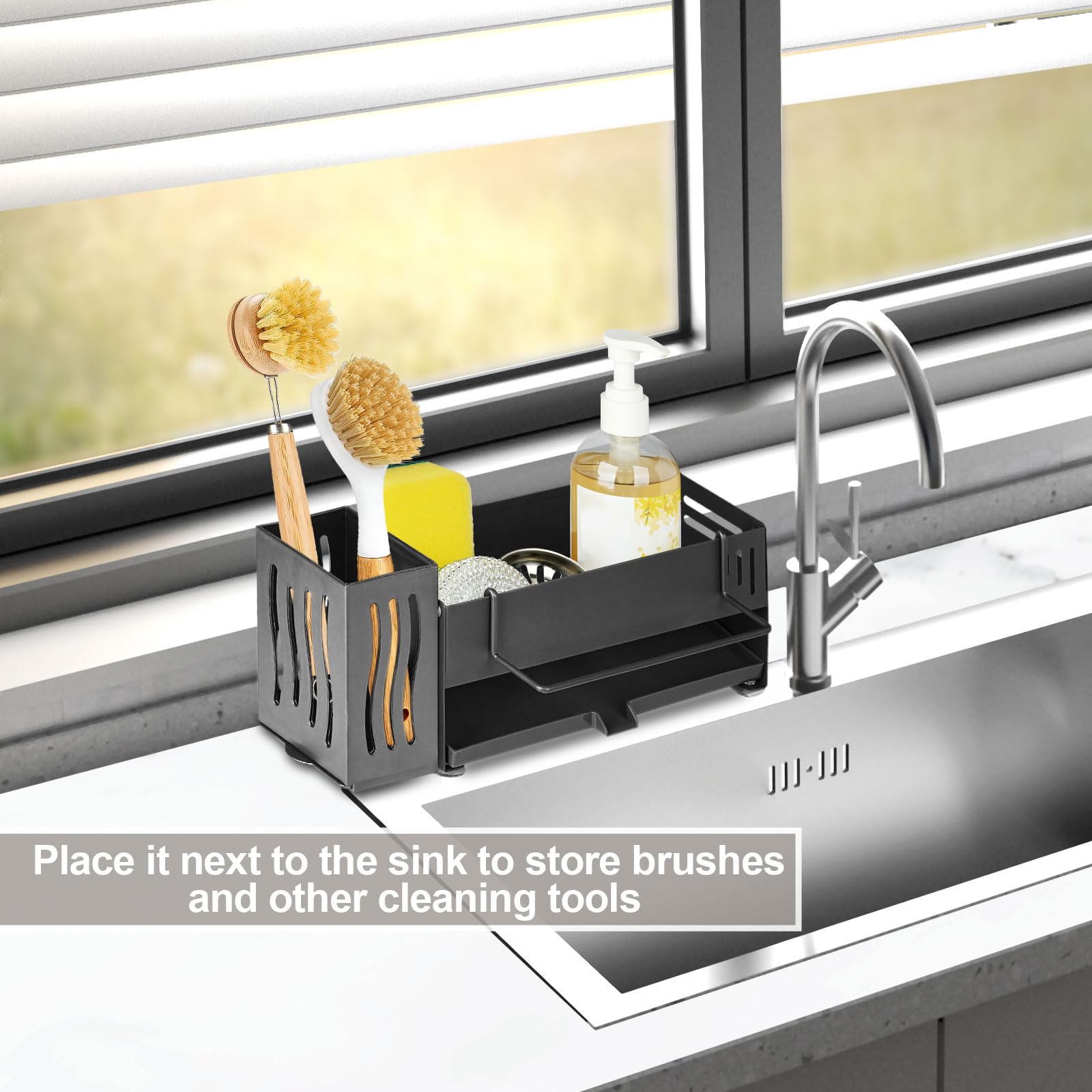 Estante de secado de utensilios, 4 soportes para utensilios de pared, accesorios de cesta de drenaje de cocina, escurridor de platos de plástico, cubiertos, tenedor, cuchara, organizador con