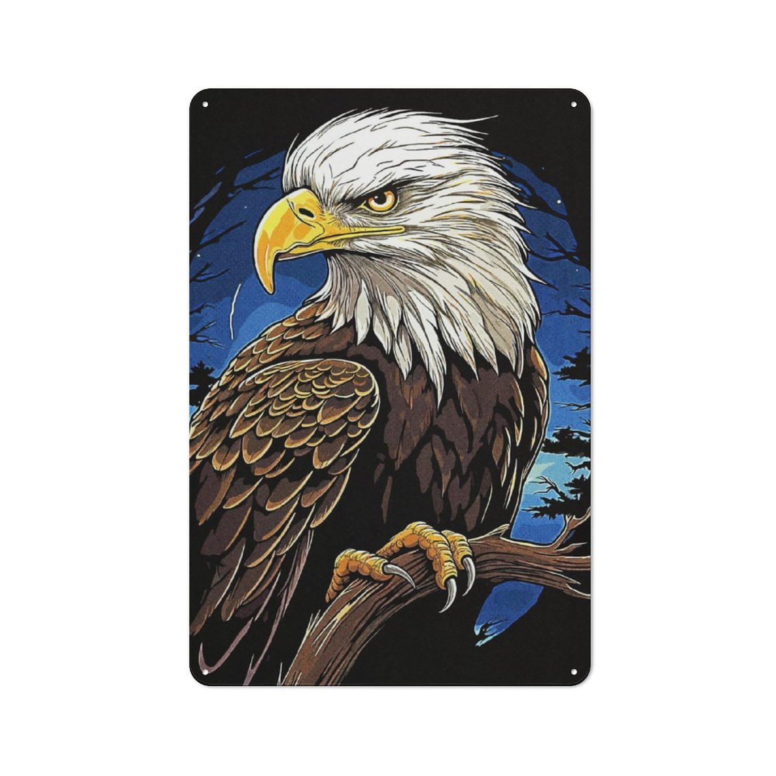Junmoney Bald Eagle In Nature Rustic Metal Sign 30X20cm Featuring For Garage Wall, Suited To Garage Decor Collectors
