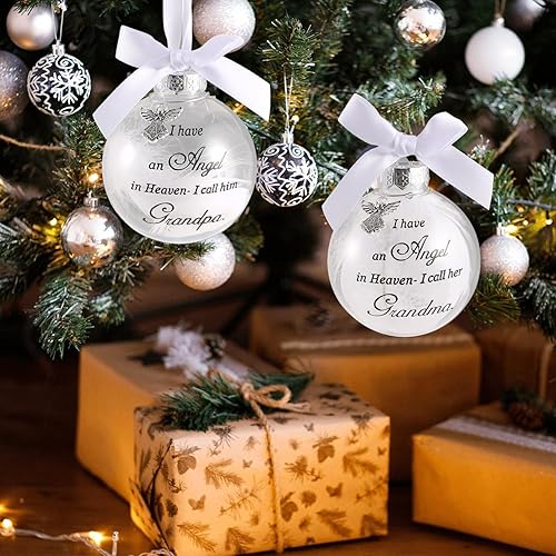 Miniatura 4 de Adornos conmemorativos de Navidad, bola de plumas transparentes, bola impresa al revés de 3.15 pulgadas, regalo de condolencia por pérdida de un ser
