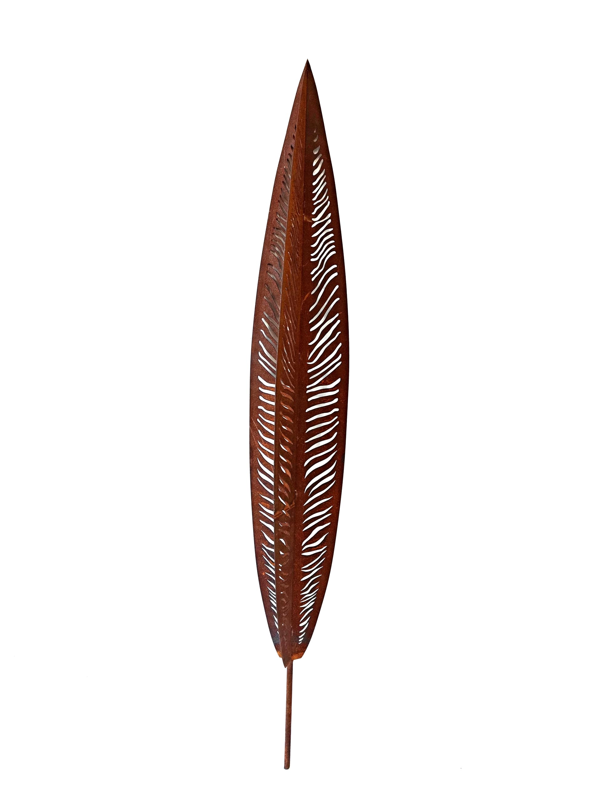 Zen Man Edelrost Gartenstecker Blätter,Palmblatt, aus Metall Rost,3D,H80cm Gartendeko 032288