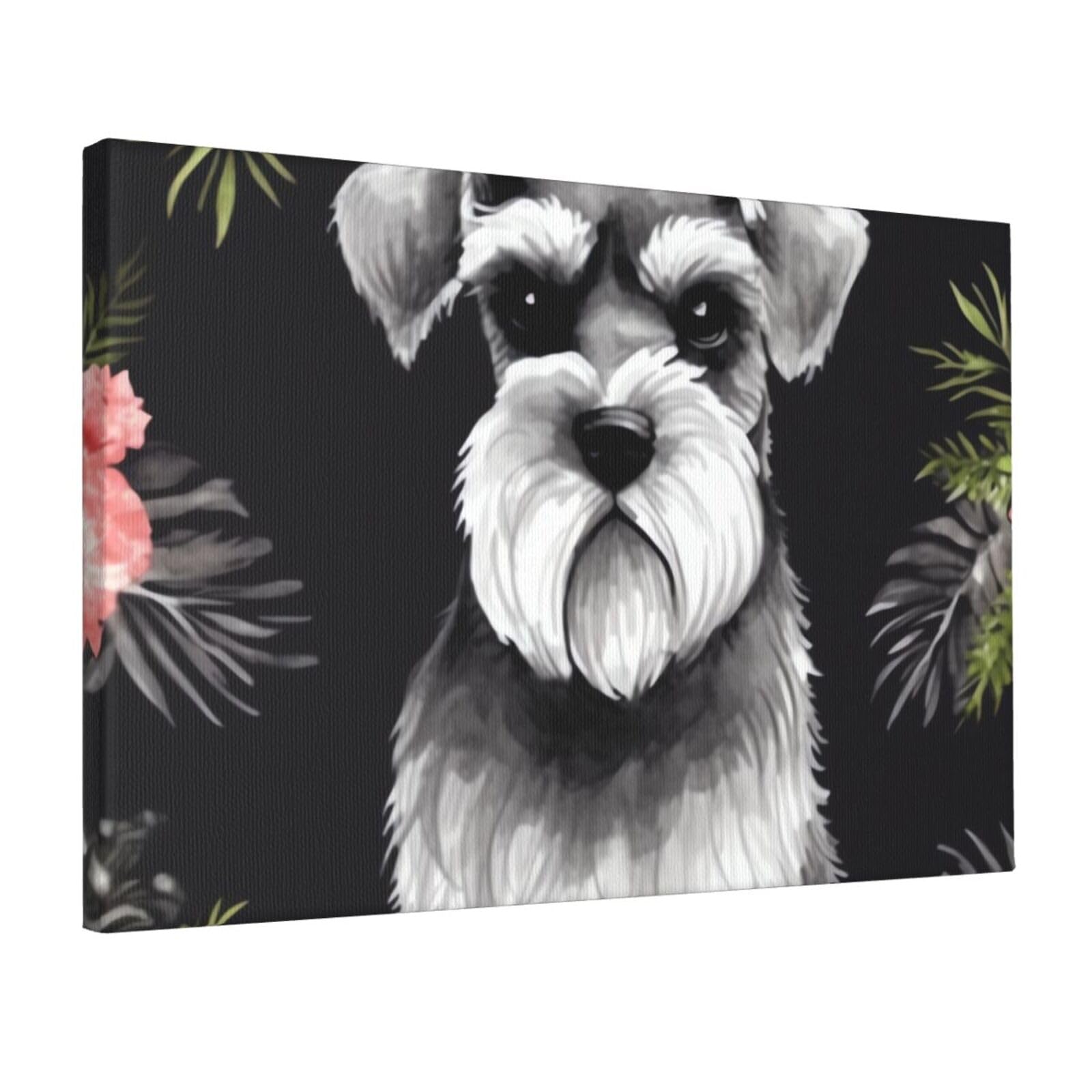 KLOPH Schnauzer Canvas Wall Art for Living Room 12"x18" Modern Artwork Painting for Bathroom Hanging Canvas Prints Aesthetic Wallart for Bedroom Kitchen Office Wall Decor
