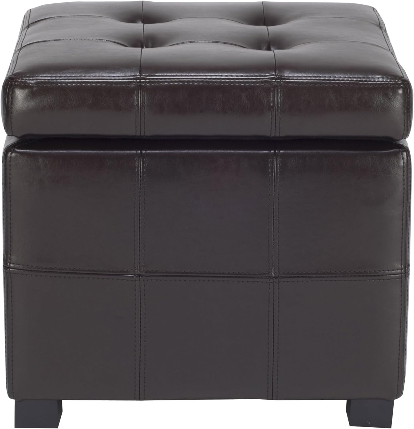 Safavieh Hudson Collection NoHo Tufted Brown Leather Square Storage Ottoman