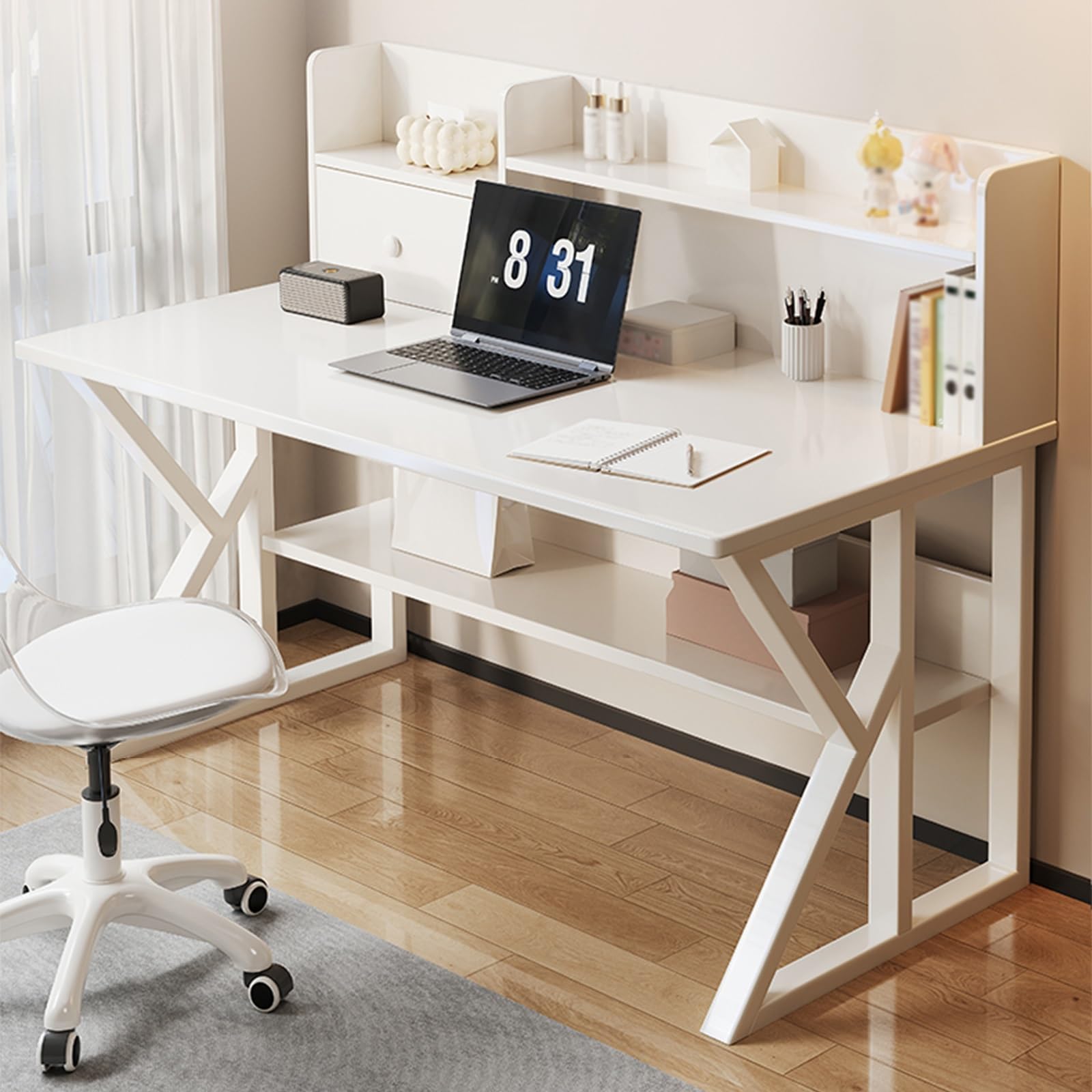 Poste de travail multifonctionnel 100cm pour petit coin bureau à domicile