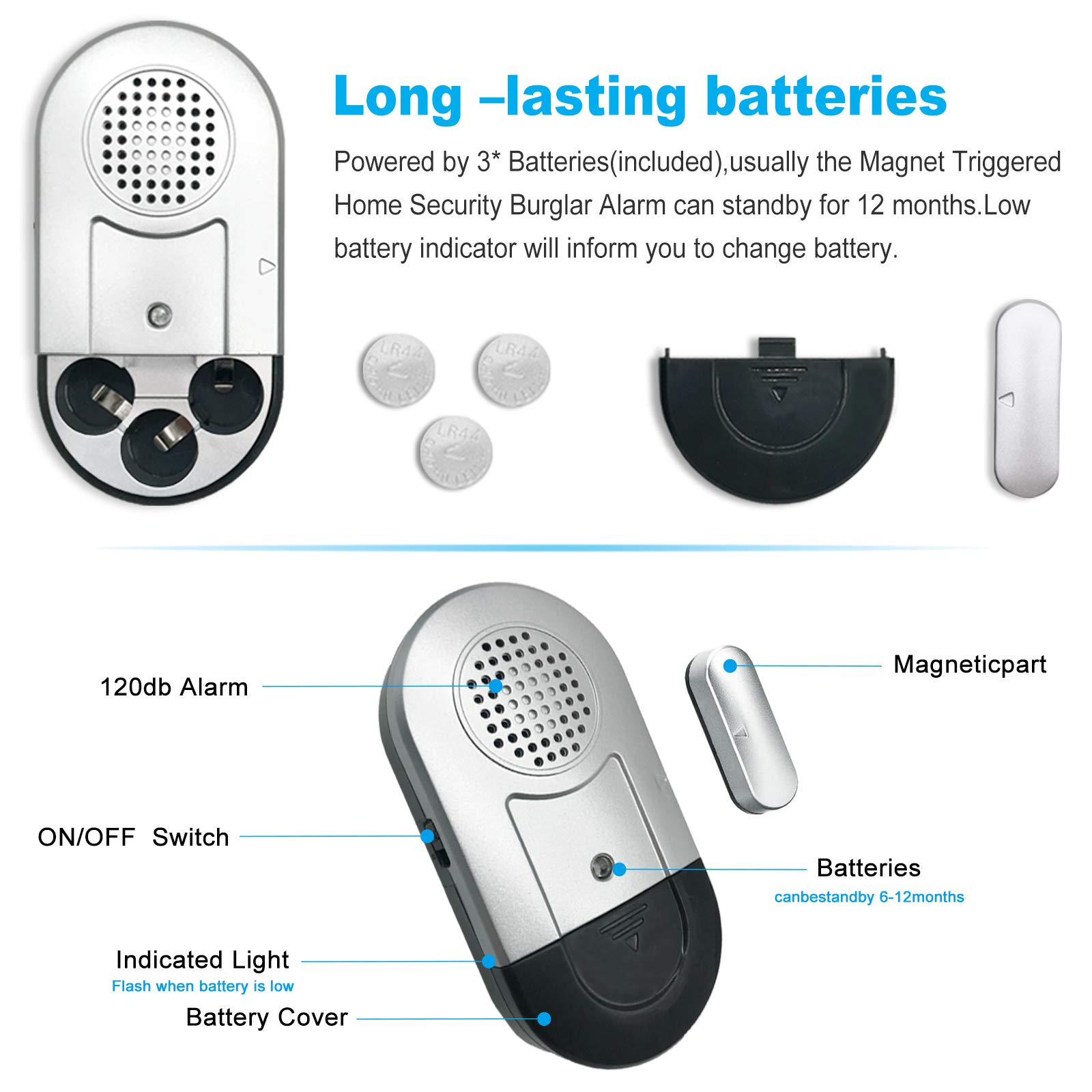 Buy SANJIE Window Door Alarms for Home Kids Safety Wireless 120 Loud dB