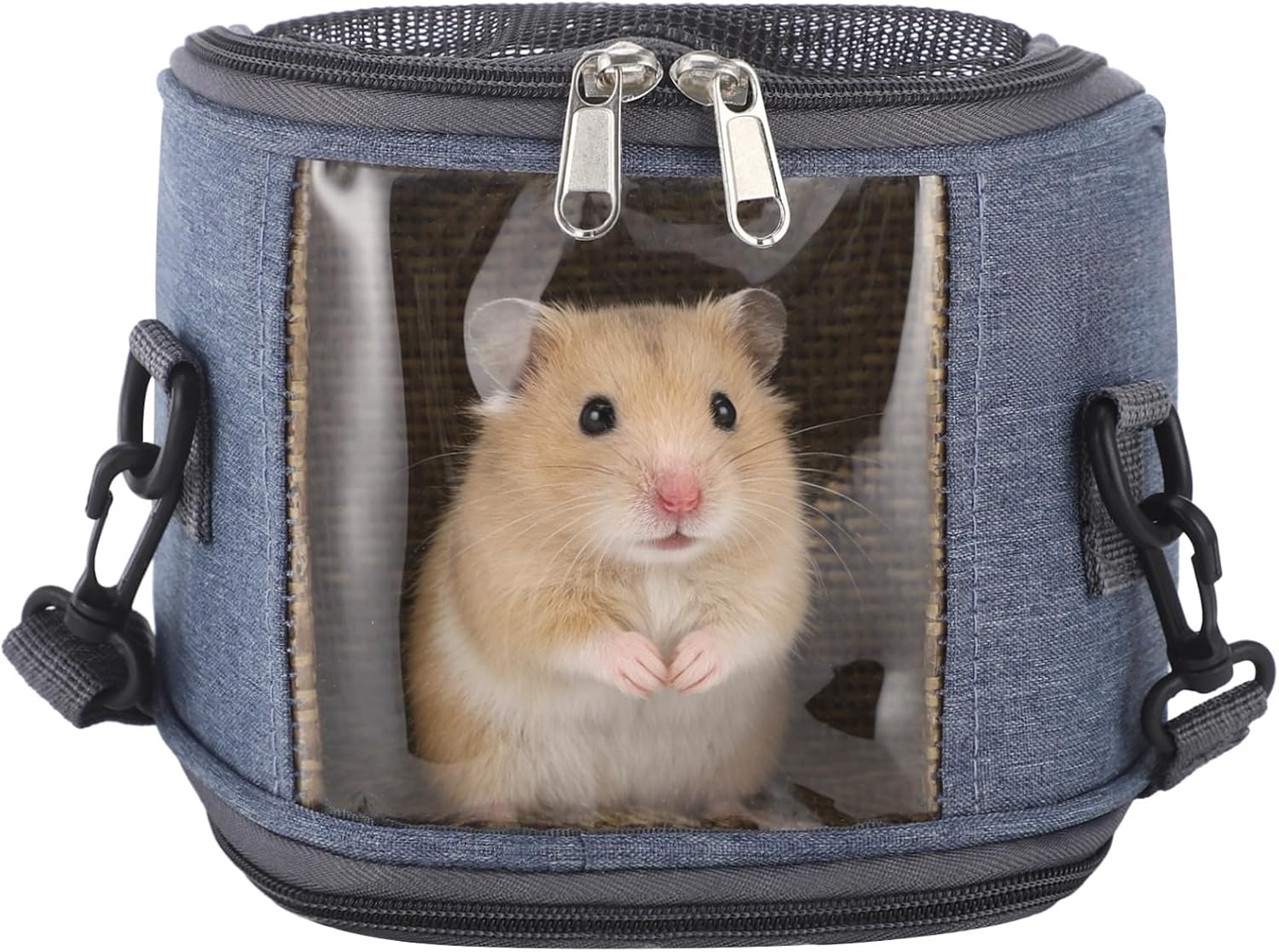 Small Animal Carrier Bag, Breathable, Adjustable & Removable Shoulder Strap & Hand-Carry Design, Clear Front Window, Washable for Hamsters & Sugar Gliders, 7.1 x 3.5 x 5.5 in