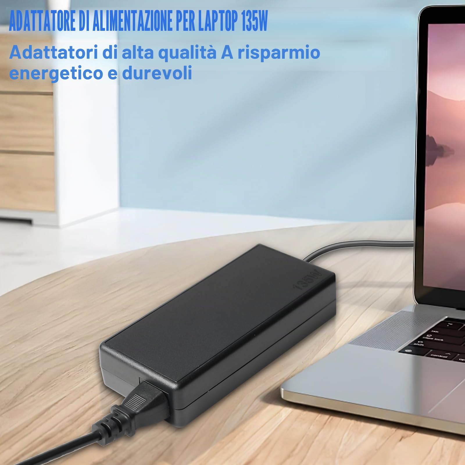 Caricatore 135W Per Lenovo Legion Y520/Y530/Y50, ThinkPad T440p/T450p E Ideapad Gaming – Compatibile Con 20V 6.75A, Garanzia 24 Mesi