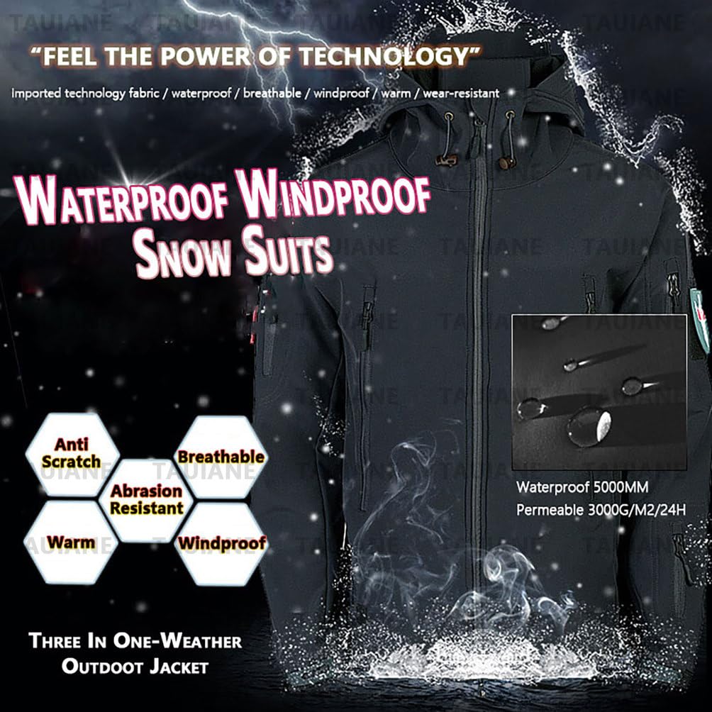 Outdoor Skianzug FüR Herren, 2 Teiliger Snowboard Schneeanzug, MilitäRbekleidung Kampfanzug, Modisches, Wasserdichtes Winter-Set Aus Warmer Skijacke Und Schneehose