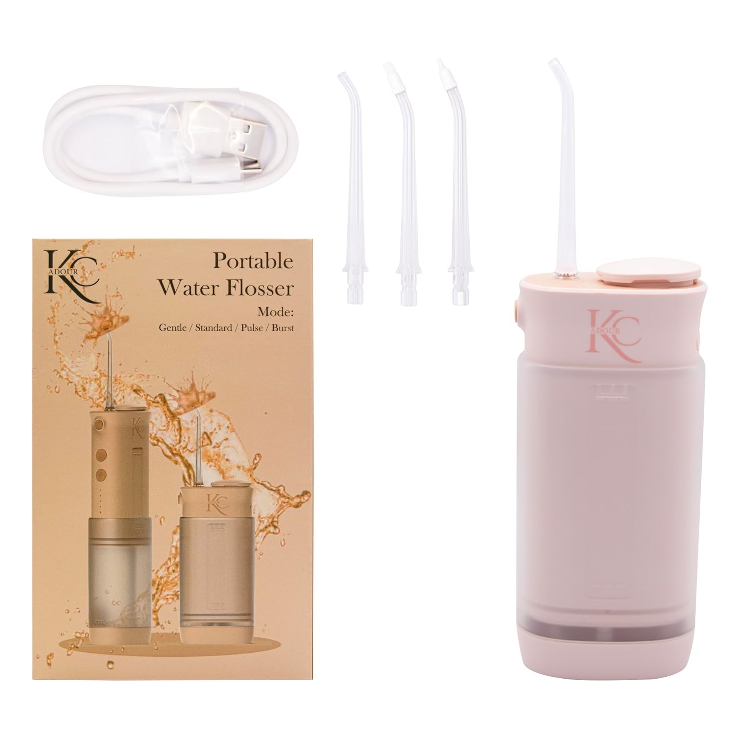 Portable Dental Water Flosser for Teeth Gums Braces Travel-Friendly Oral Irrigator Dentist Approved 95-Day Charge Pink