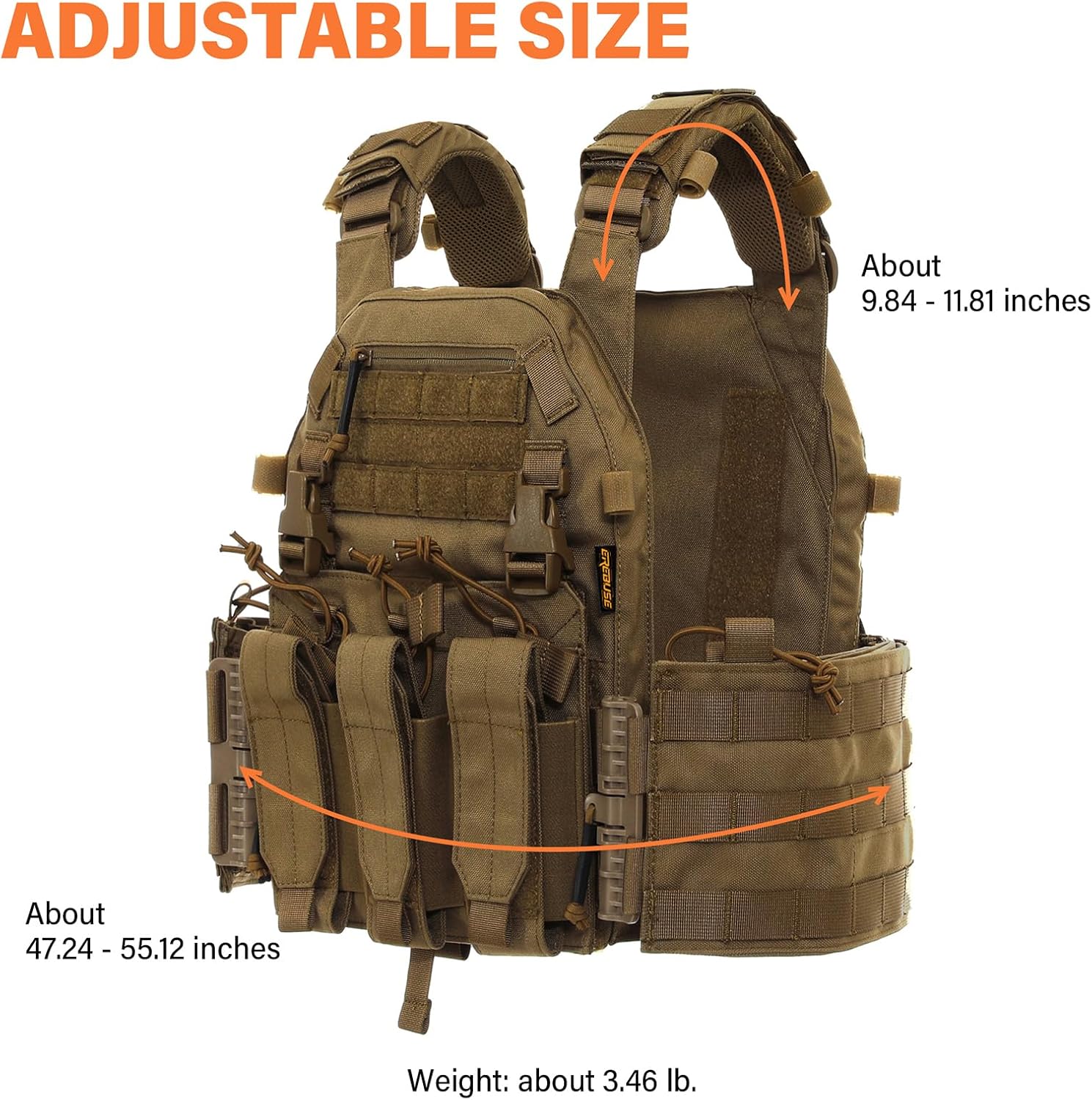 Tactical Molle for Men, Adjustable Airsoft Vest, Quick Release, Durable & Lightweight for Military Training, Hunting, Gaming - Image 3