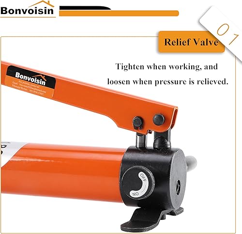 Miniatura 11 de Bonvoisin 20T hidráulico Ram cilindro Jack perfil bajo Porta Power Ram 0.55 "carrera de un solo efecto Mini Jack Ram con bomba de mano hidráulica