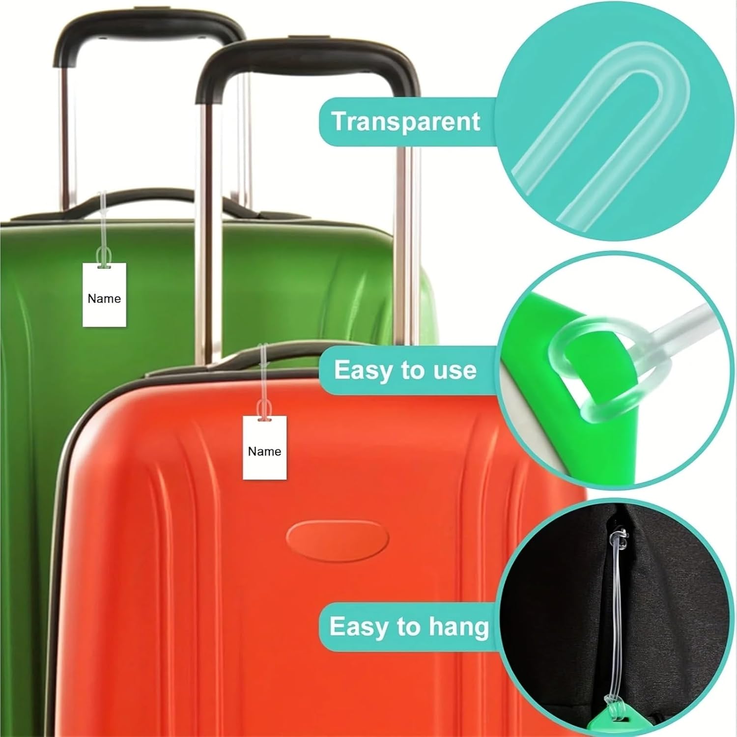 Luggage Loop Straps 400 Pack Clear Plastic Luggage Straps, Worm Loops for Luggage Tags, Plastic Name Tag Loop for Cards ID, 6 inch