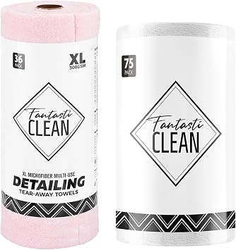 Fantasticlean Tear-Away Microfiber Cleaning Cloth Roll, Reusable Washable Kitchen Towels, Super Absorbent Dish Cloths