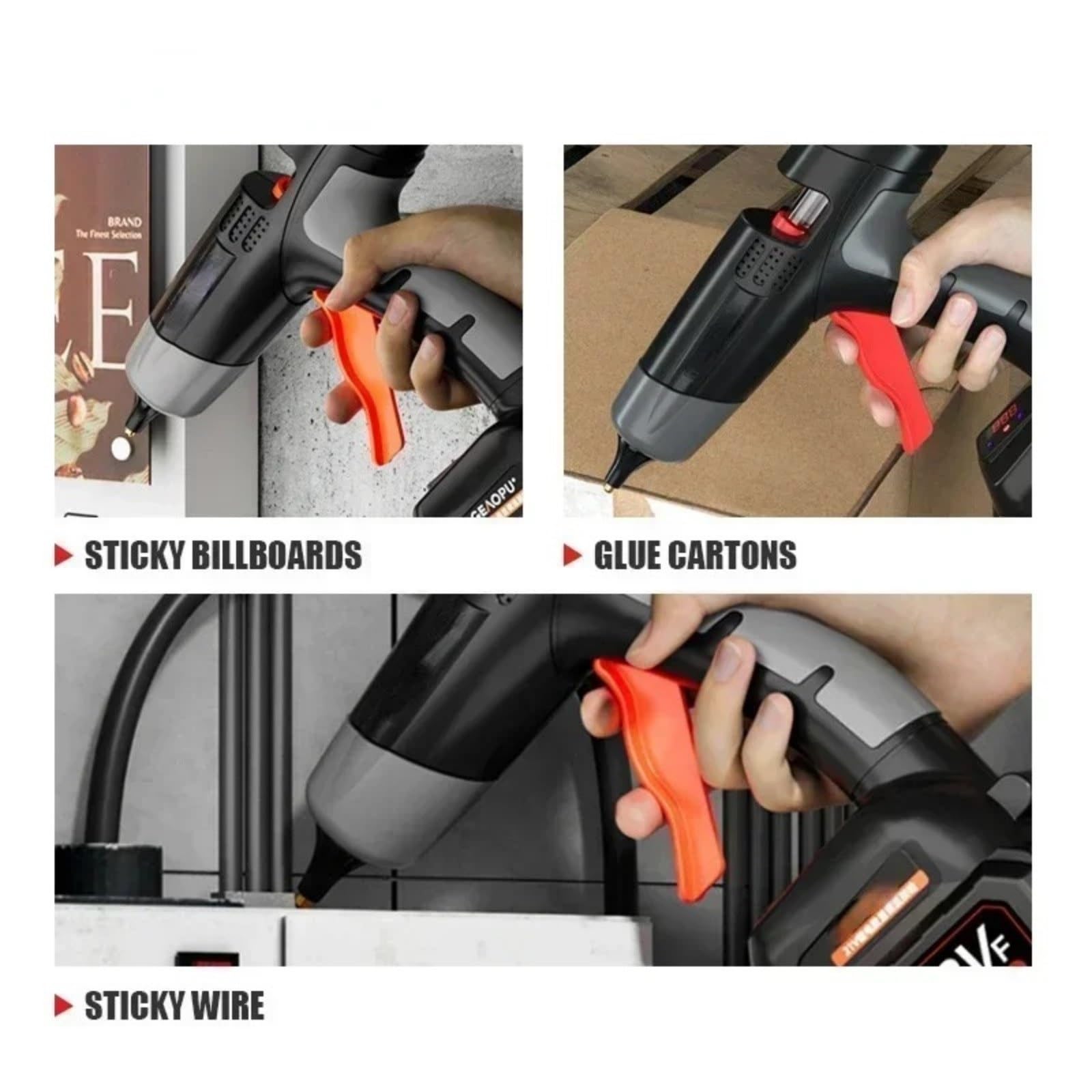 Pistola Silicona Caliente, Pistola de Pegamento inalámbrica de 21 V, Temperatura Ajustable, sin batería, Pistola de Silicona Negra for Barras de Pegamento de 11 mm para Reparaciones