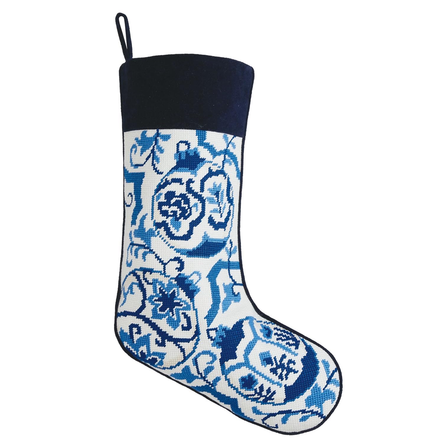 Peking Handicraft Embroidered Needlepoint Stockings Chinoiserie Ornaments, 18-inch Height, Home, Indoor