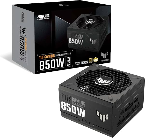 Fuente de alimentación ASUS TUF Gaming 850W Gold (850 vatios, compatible con ATX 3.0, totalmente modular, 80+ Gold, componentes de grado militar, ventilador de doble rodamiento, tecnología Axial-tech, recubrimiento de PCB, garantía de 10 años) (Renovado)
