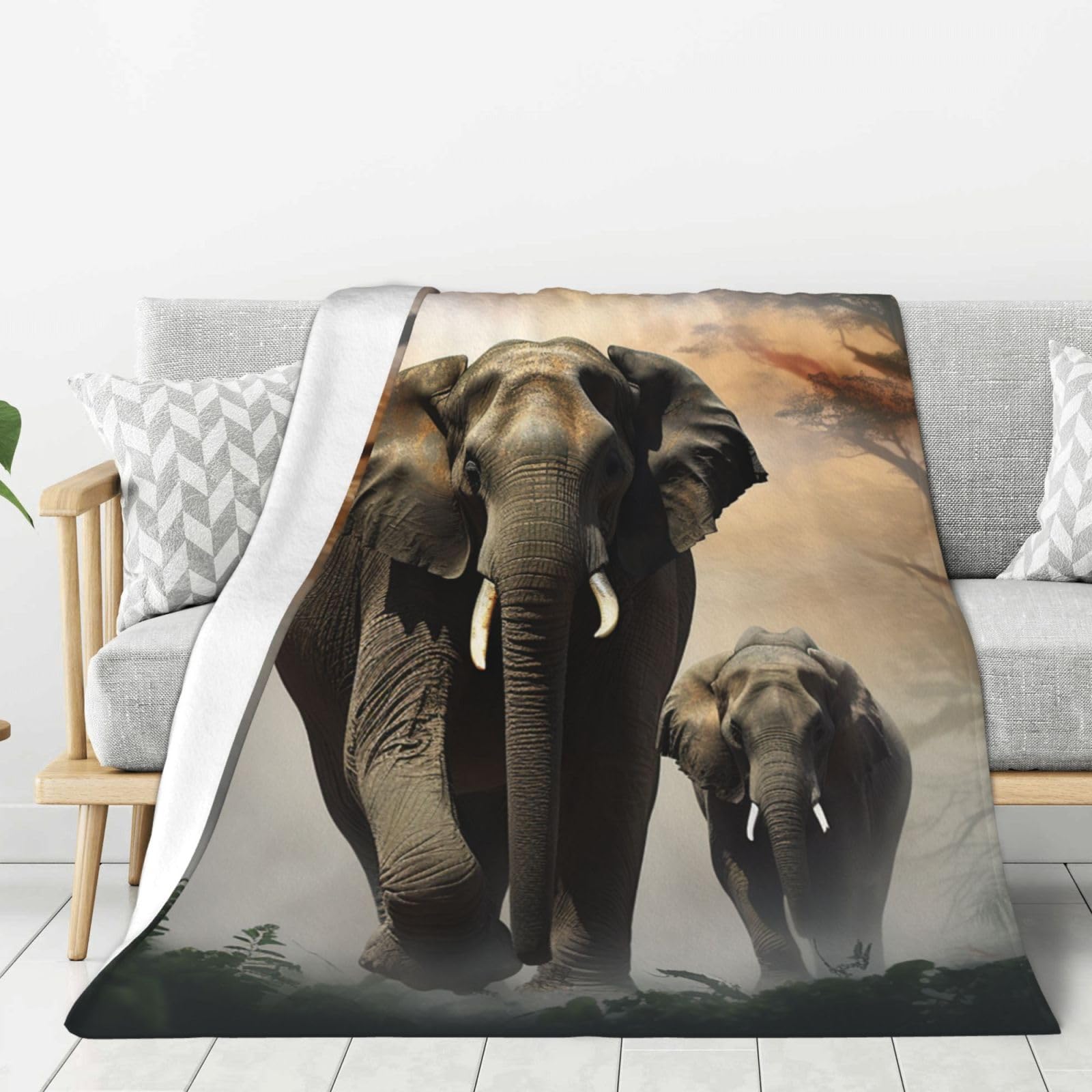 Couverture éléphant en flanelle légère, le plaid de voyage idéal pour vos sorties