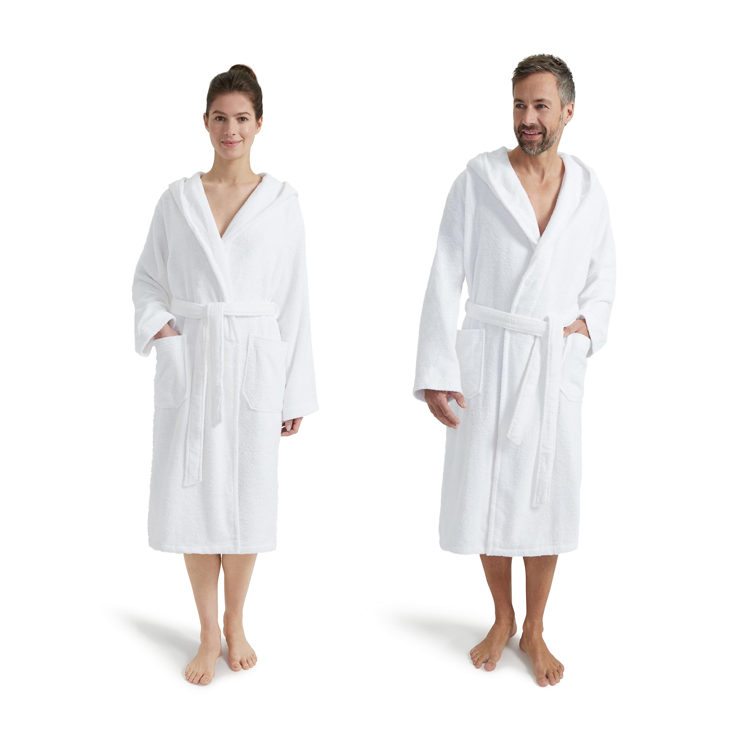 Möve Unisex-Bademantel Superwuschel Kapuze – Langform, weiß (snow), 120 cm in Größe S