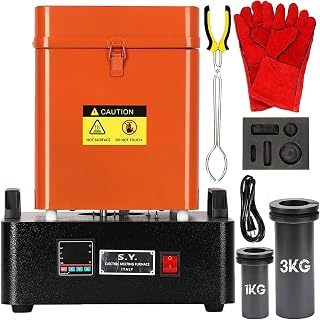 Electric Melting Furnace, 110V Gold Melting Furnace with 1+3 KG Crucibles, Upgraded 2100 °F Digital Melting Furnaces with Temperature Control, for Aluminum Gold Silver Copper