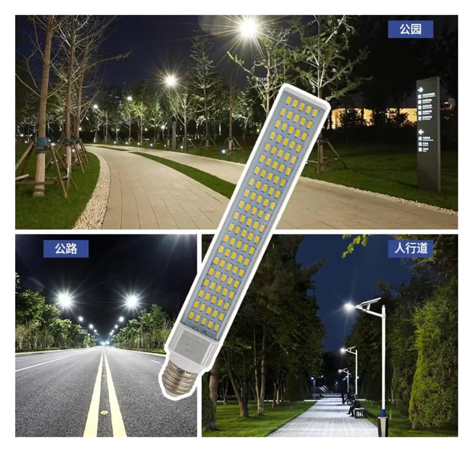 2 Pz E27 LED Mais Luce Lunga E Sottile 20 W Spina Orizzontale Lampada Strada Paesaggio Lampadina A Led 3000 K 6000 Illuminazione Ad Alta Resa Cromatica(Warm White)