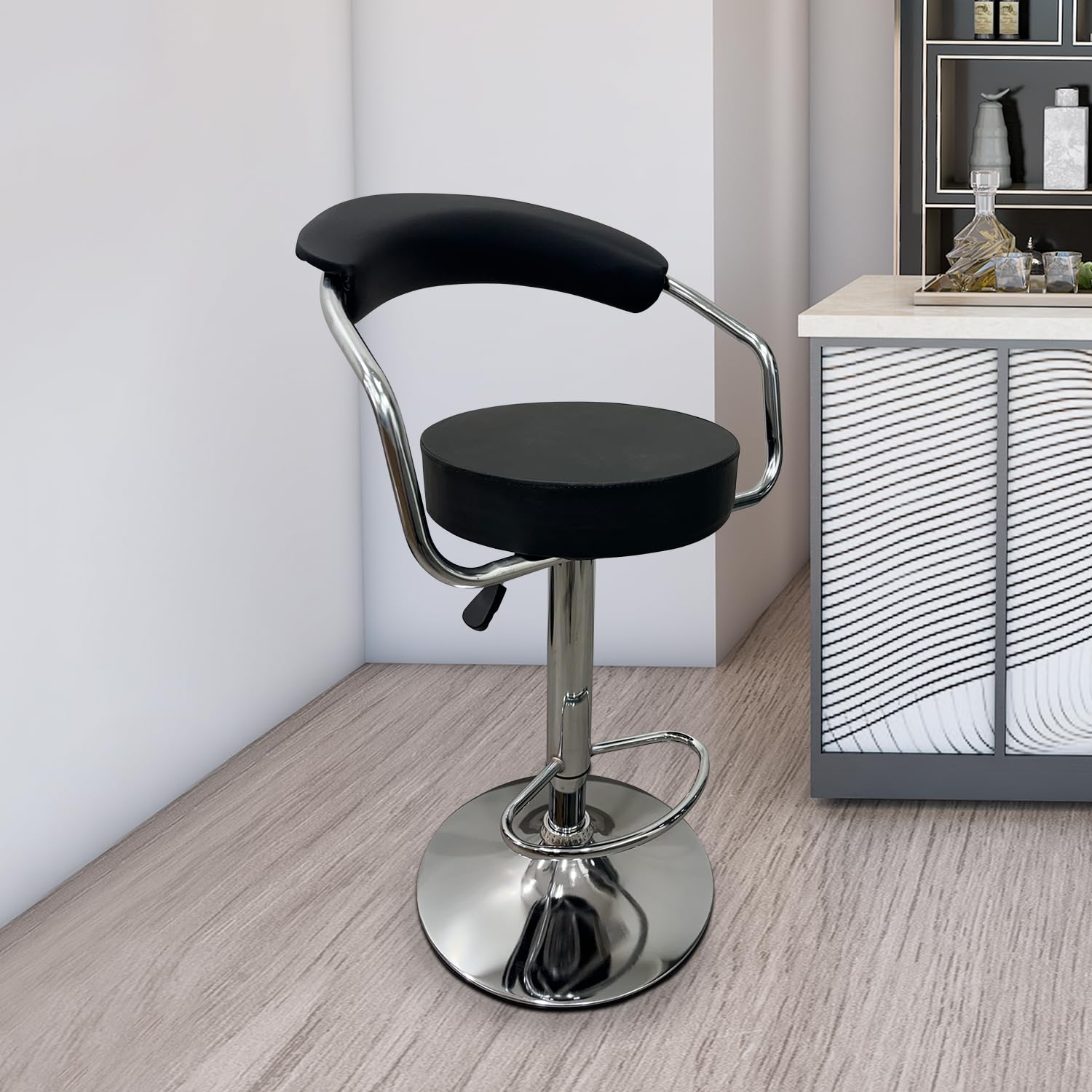 Creative Seating System Classic Height Adjustable & Revolving Bar Stool/Kitchen Chair (Black)-picture-17