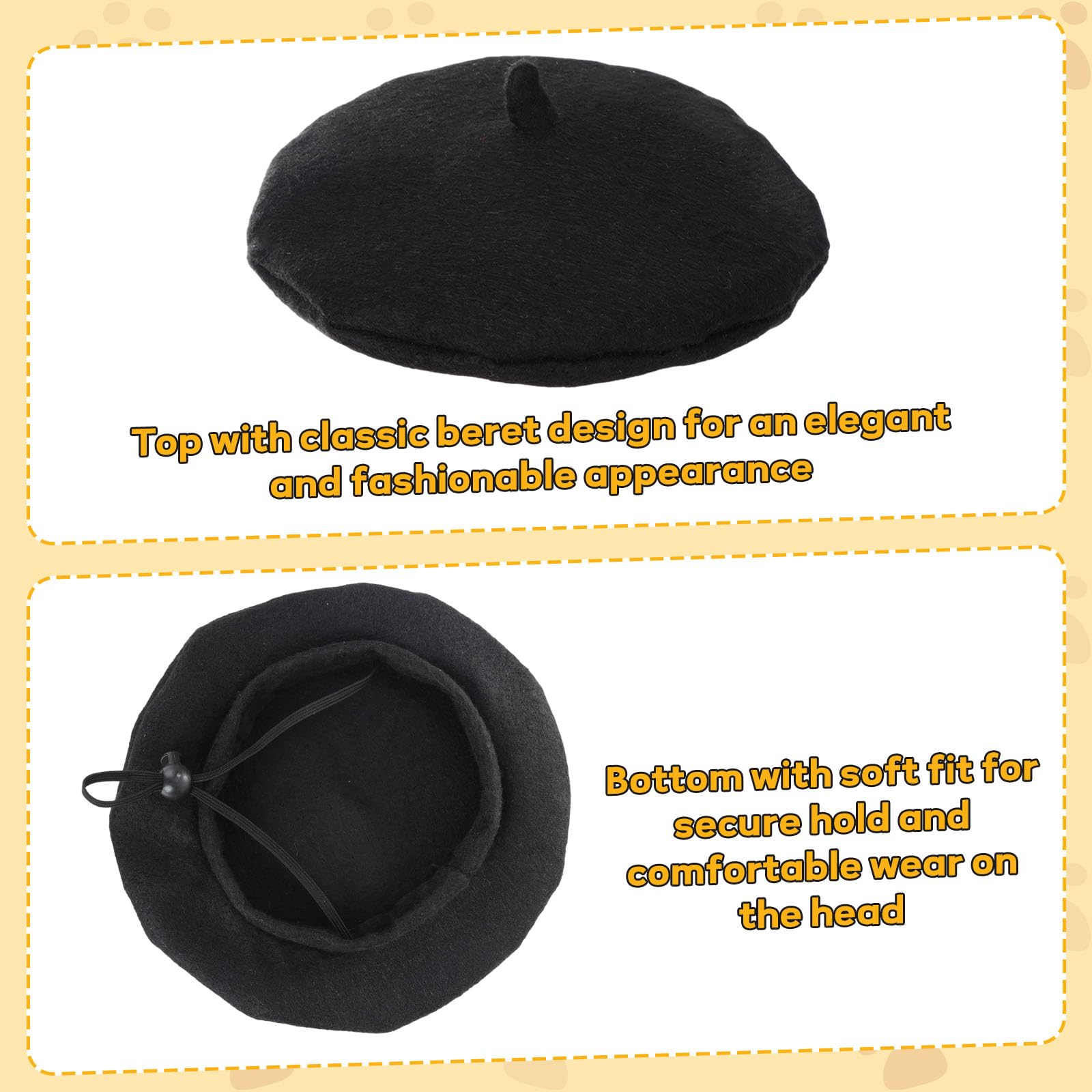 2 Stück Schwarz Hundekleidung Set mit Beret Hundemütze und Verstellbarer Hundefliege formelles Haustieraccessoire Hundoutfit für Hochzeit Party Geburtstag Alltag Haustierkleid