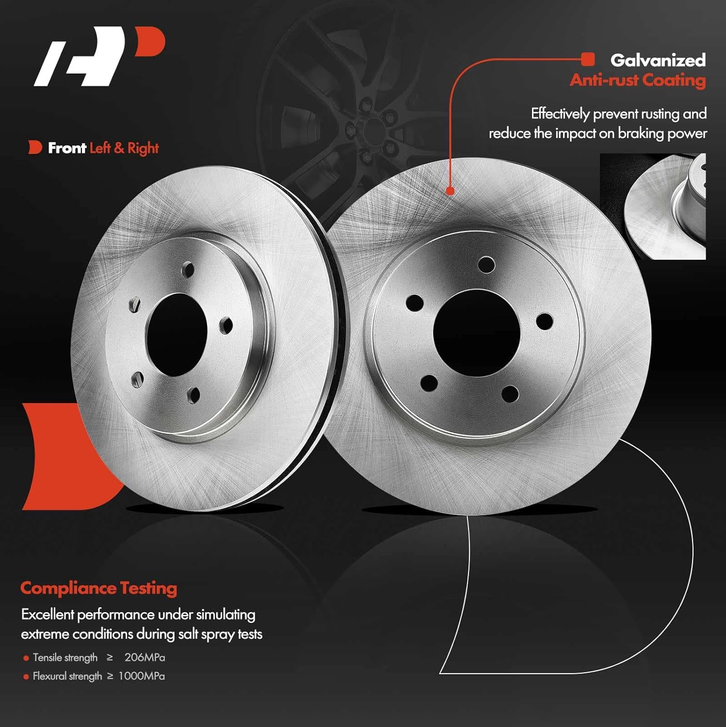 A-Premium 11.92 inch (302.8mm) Front Vented Disc Brake Rotors + Ceramic Pads kit Compatible with Select Ford, Mazda and Mercury Models - Escape 2005-2010/2012, Mariner 2005-2010, Tribute