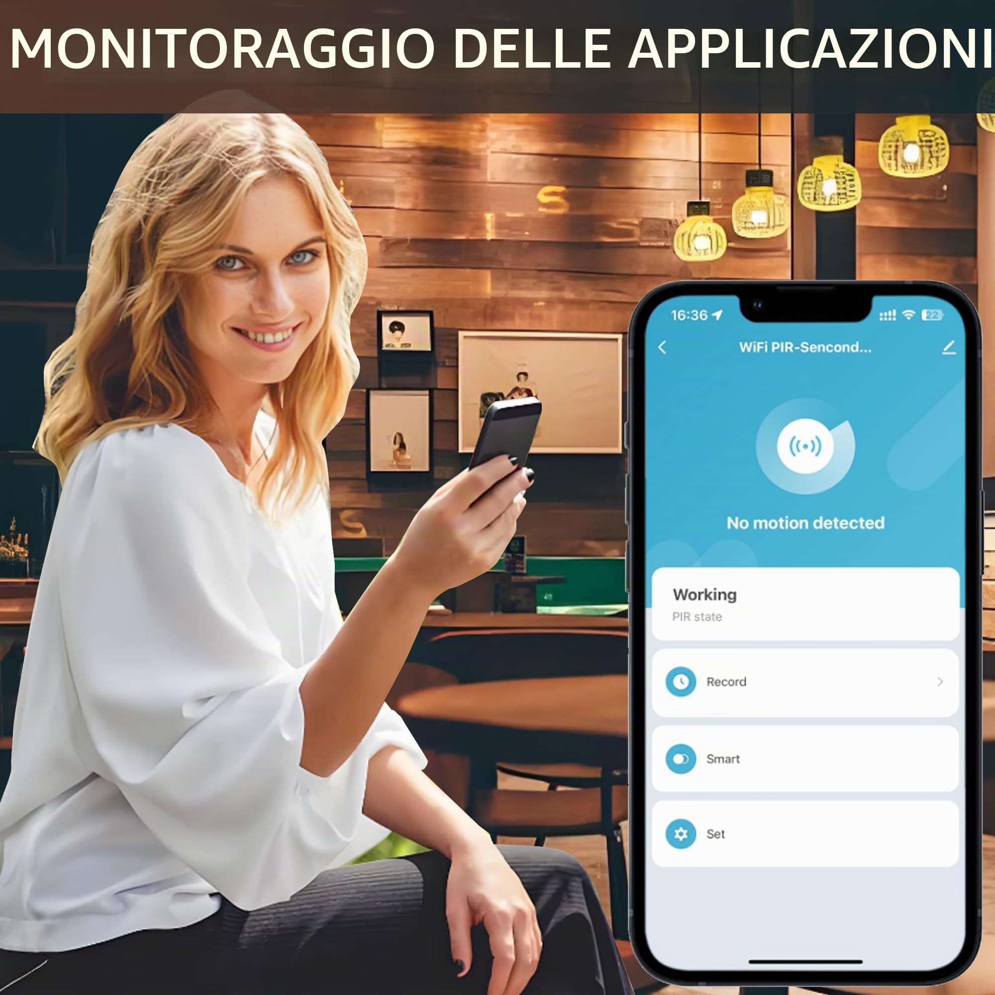 Sensore di movimento intelligente, sensore di movimento PIR WiFi per sistema di allarme, con monitoraggio remoto dell'app, attivazione di luci e scene, compatibile con Alexa.4PCS