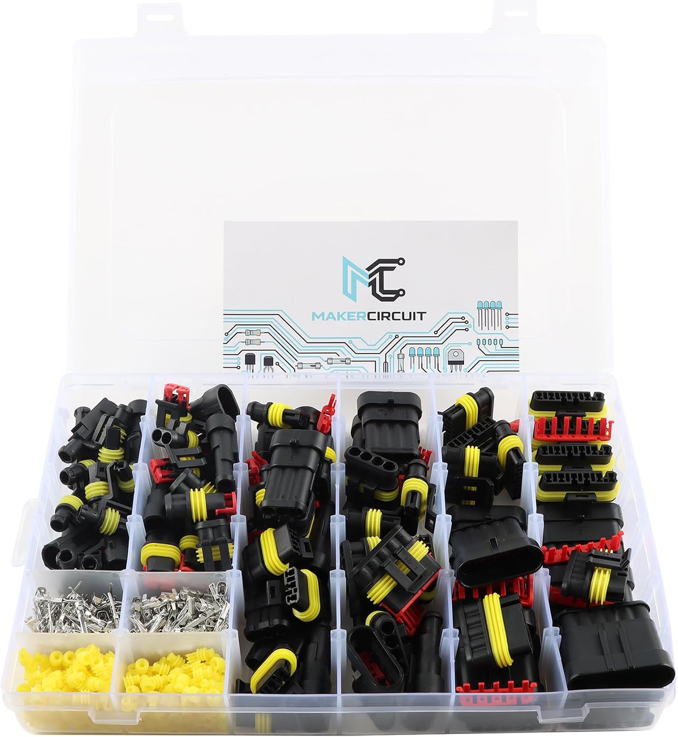 708Pcs Waterproof Car Electrical Connector Terminals, Automotive Wire Connector Plug Kit 1-6 Pin Connectors Male and Female for Car, Boat, Motorcycle