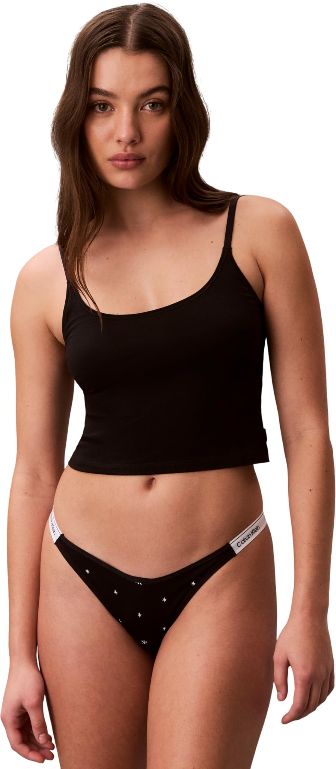 Calvin Klein Women DIPPED STRING THONG BLACK (Seeing Stars BLACK) XL