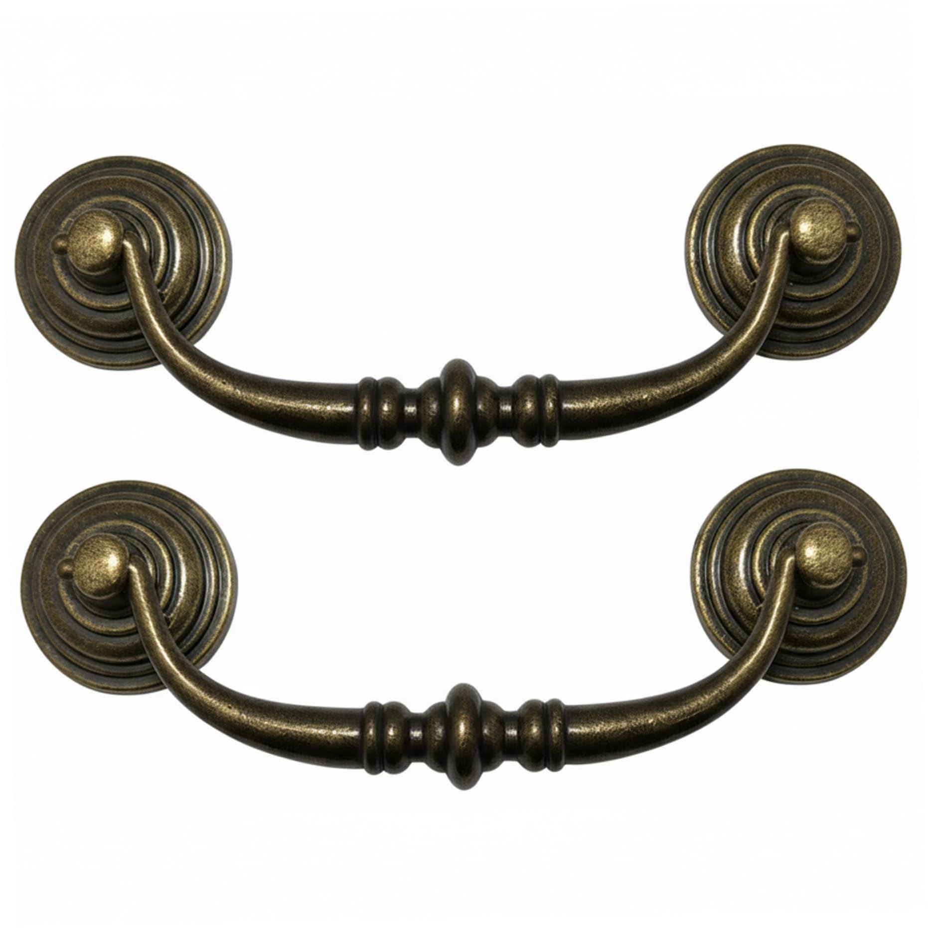 Ameble Bronze 2Pcs Antique Drawer Pulls, 4 Inch Cabinet Handle With Adjustable Hole Centers Vintage Zinc Alloy Pulls For Cabinet Door And Dresser Drawer,