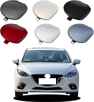 Car Front Bumper Tow Hook Cover Compatible with Mazda 3 Axela 2014 2015 2016 Trailer Cover Cap BHN1-50-A11-BB BHN150A11BB Towing Eye Cap Phantom Silver