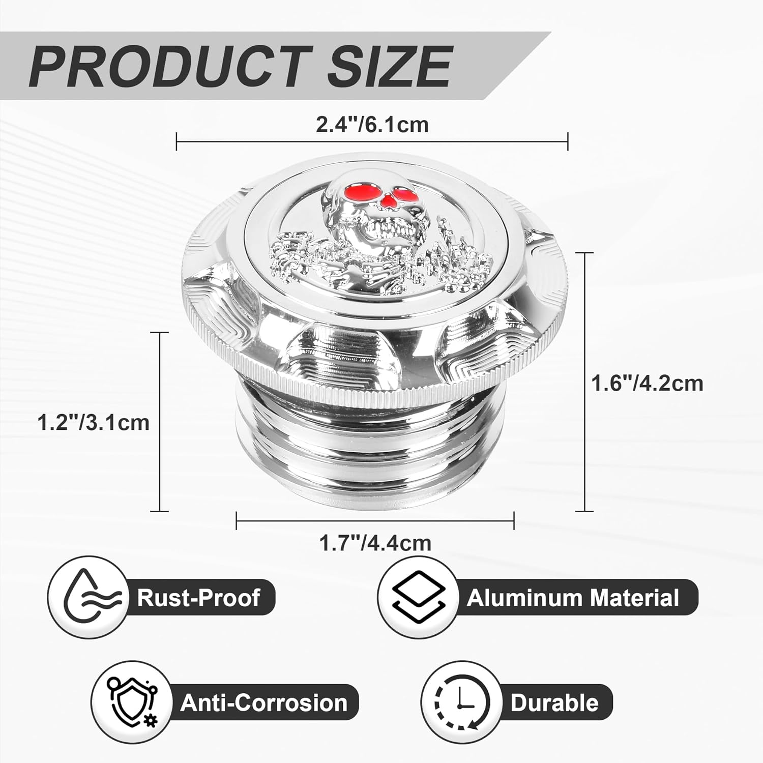 Gas Tank Cap (Chrome Red) & Axle Nut Cover (Chrome Red) Fit for Harley Sportster XL 1200 883 X48 Dyna Touring Road King Softail