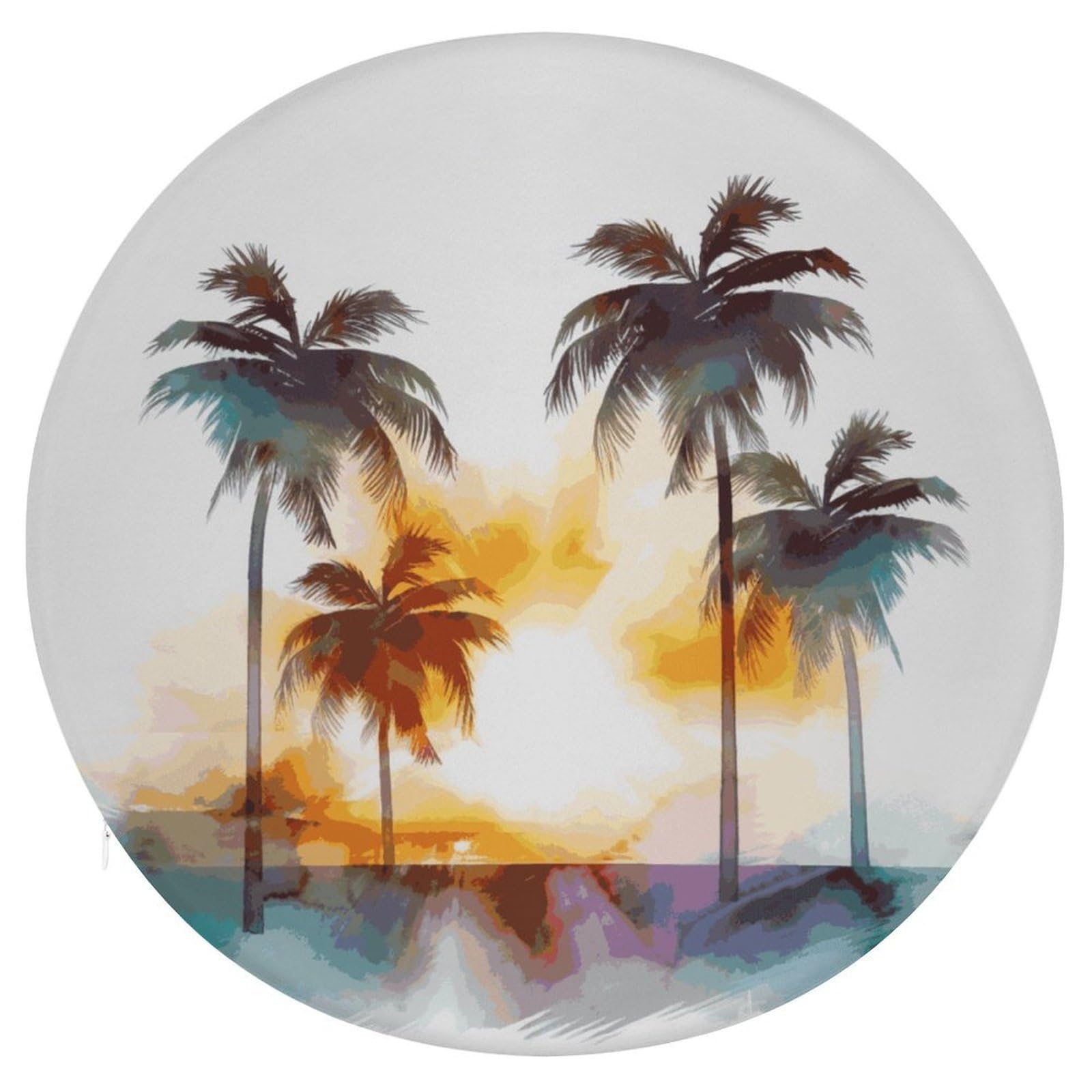 FekiLoot Palm Trees Sunset Seat Cushion Comfort Memory Foam Seat Cushion Chair Pad Soft Round Stool Cushion Chair Cushion Removable Washable Cover for Home Office Outdoor Bistro 15.35 Inch
