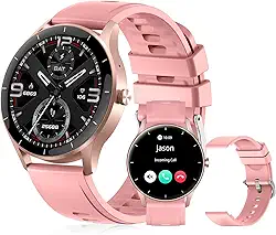 Smartwatch PEJE Relógio Smartwatch com Pulseira Extra - Tela Touch HD 1.28",À Prova d'Água IP68,Faz Chamadas Bluetooth,123+ Modos Esportivos,Bateria de 5-7 Dias,Compatível com iOS/Android.（Rosa）