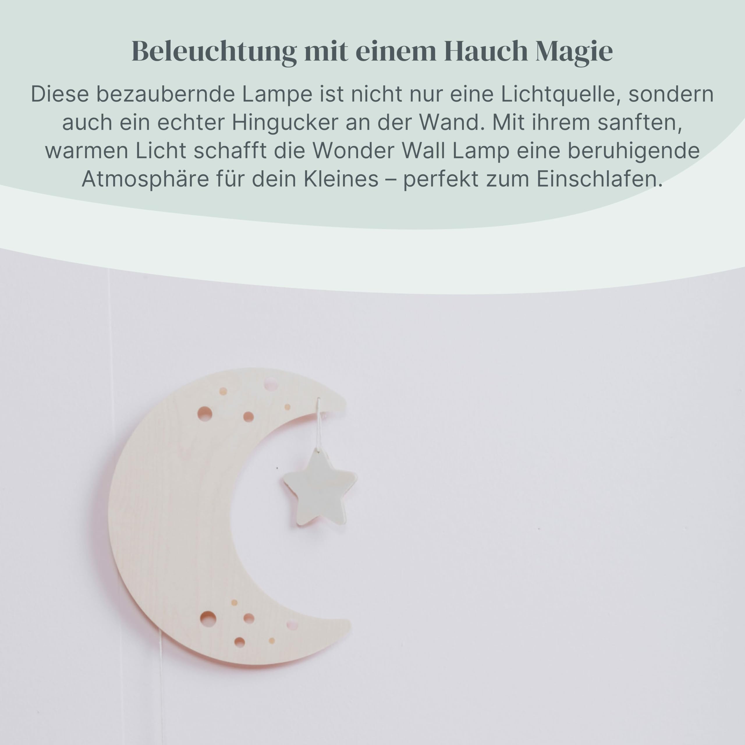Baby's Only - Baby Wandlampe - Mond - Mondlampe für Babyzimmer - Nachtlampe mit batterie für Kinderzimmer - FSC-Gütezeichen Holzlampe - 25000 Brennstunden - Wandlampe bemalbar