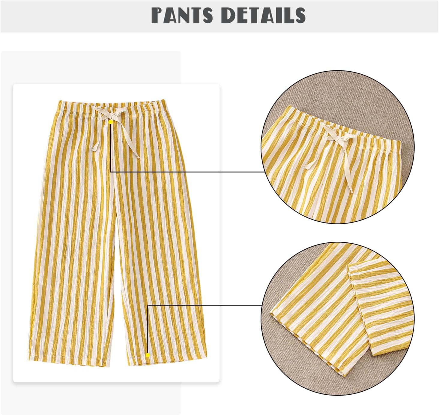 IZYJOY Toddler Girl Boy Pants Striped Wide Leg Casual Pant 2 Pack Elastic Waist Summer Fall Trousers Kids Loose Long Pants