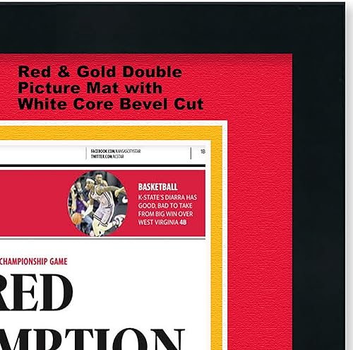 Miniatura 3 de Marco de 12 x 21.5 pulgadas para tres periódicos (negro) | Tamaño exterior de 27 x 40 pulgadas | Rojo sin ácidos sobre tapete doble dorado | Marco