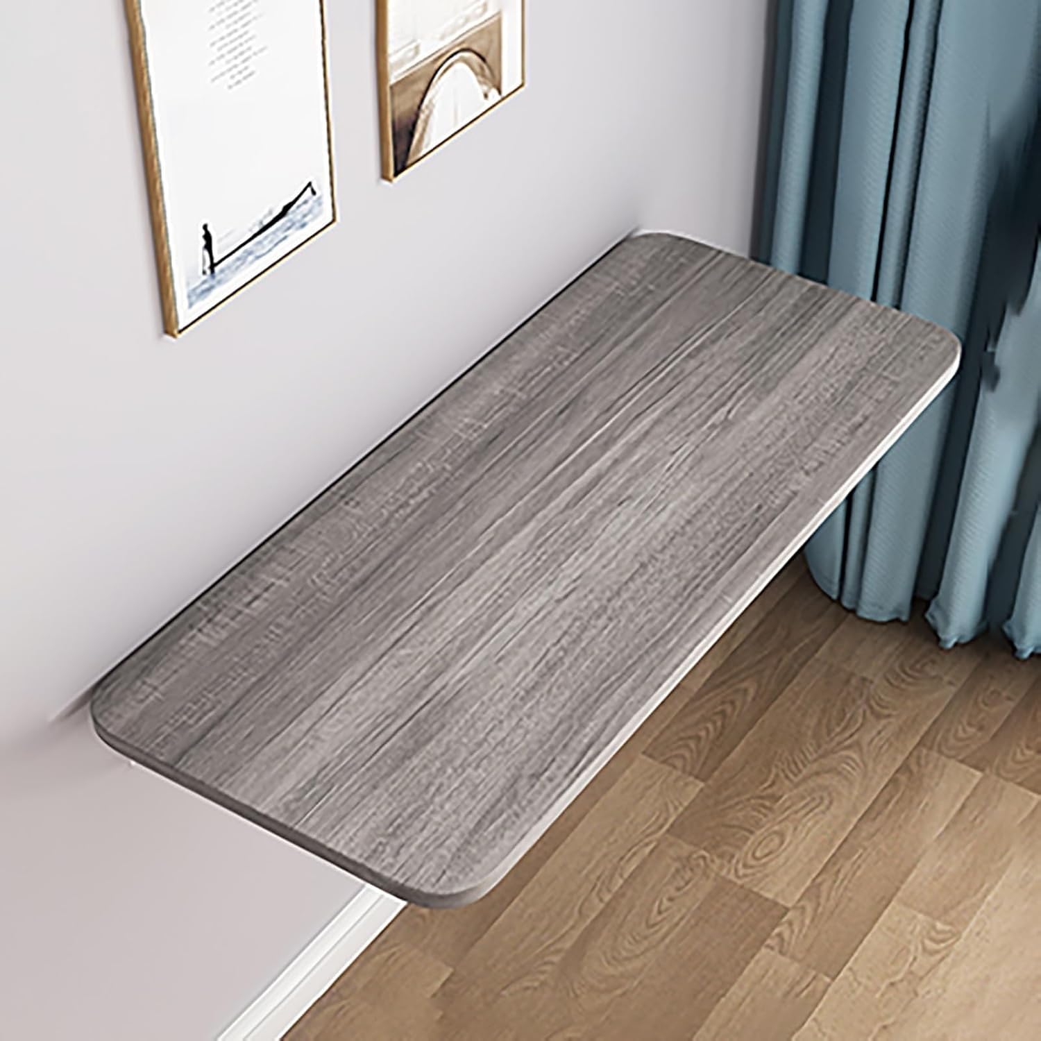 Table pliante murale gris 90x40x2.5cm pour cuisine et bureau