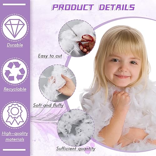 Miniatura 3 de Juexica Boa de plumas blancas de 72 pulgadas de largo, Boa de plumas suaves para niños, para Halloween, árbol de Navidad, boda, fiesta, Blanco