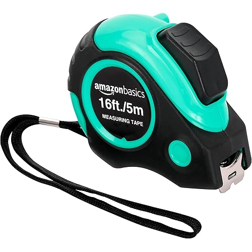 Amazon Basics Tape Measure - 16 ft / 192 in, Turquoise