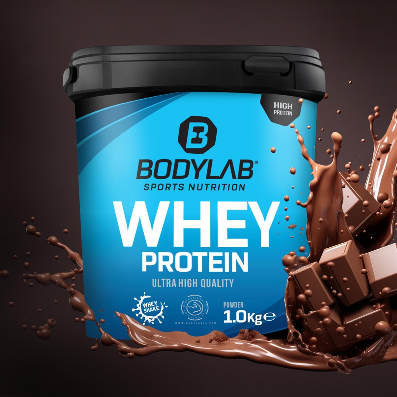Bodylab24 Whey Protein Powder Triplo cioccolato 1kg, proteine per muscoli più forti, whey può promuovere la costruzione dei muscoli, con 80% di proteine, senza aspartamee